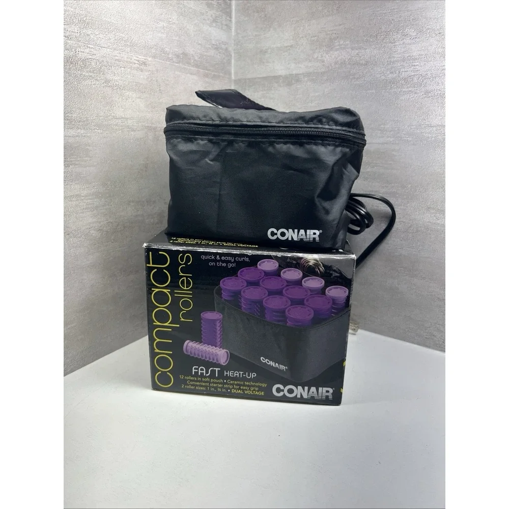Conair Compact Rollers HS29T Travel Hot Rollers Set w/ Case Pins & Manual 12 Pcs